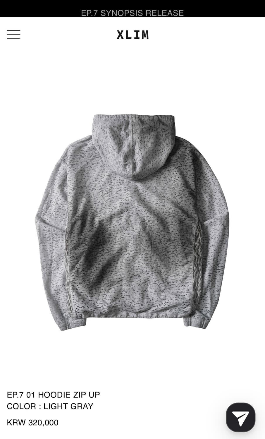 Xlim ep7 01 hoodie zip up light gray M 상품이미지2