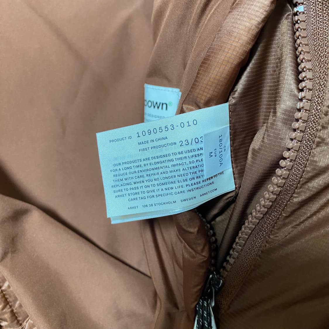 아르켓 스포티 다운 자켓 패딩 브라운 ARKET 상품이미지4