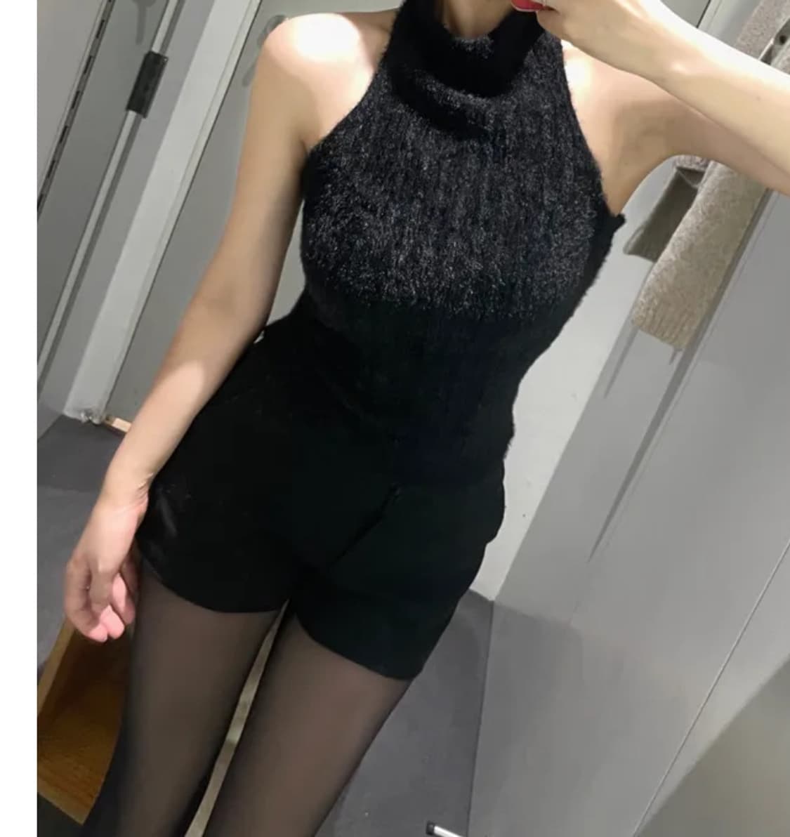 앙고라 홀터넥 반목 니트탑 상품이미지1