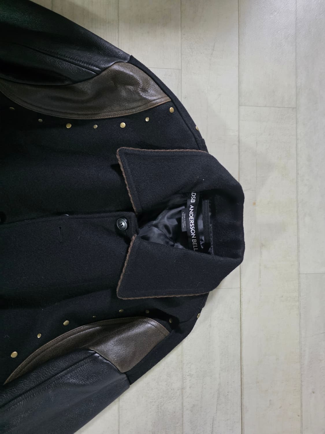 앤더슨벨 러스터 레더 울 바시티 자켓 m 상품이미지4