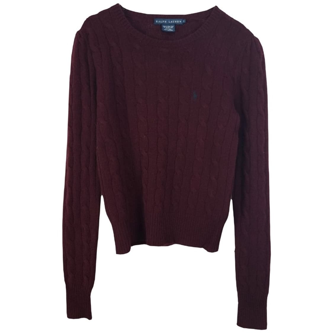 [폴로 랄프로렌] 퍼프 슬리브 케이블 꽈배기 니트 버건디 M18852 상품이미지2