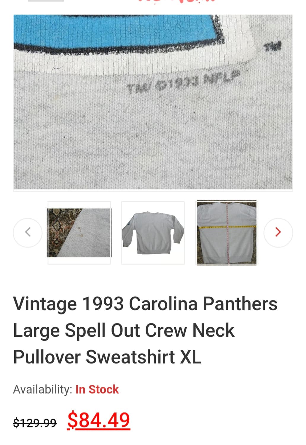 Vintage 1993 Carolina Panthers 맨투맨 상품이미지6