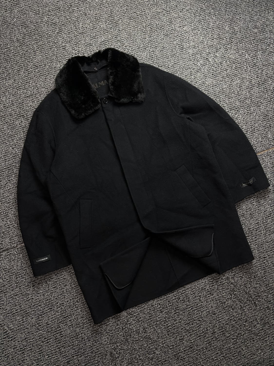 90s 발망 아카이브 퍼카라 미니멀 발마칸 코트 블랙 1964 상품이미지1