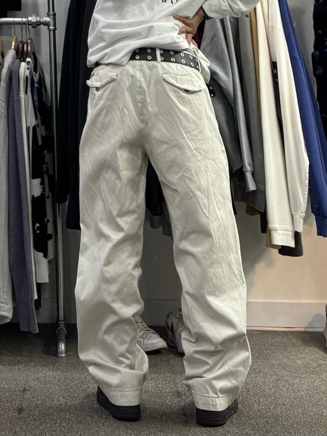 프라다 화이트 코튼 팬츠 상품이미지6