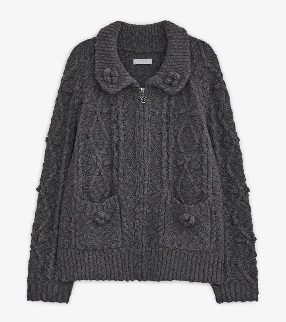 허그유어스킨 팝콘 니트 집업 상품이미지1