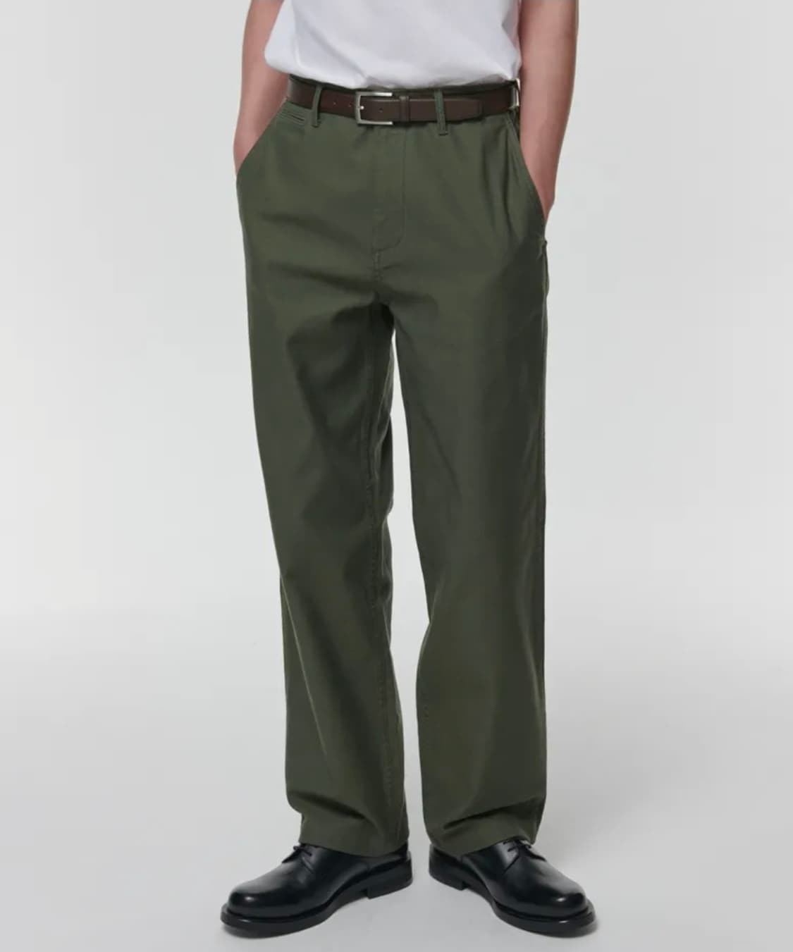 새상품 31 무탠다드 백사틴 오피서 팬츠 카키 무신사180 상품이미지3