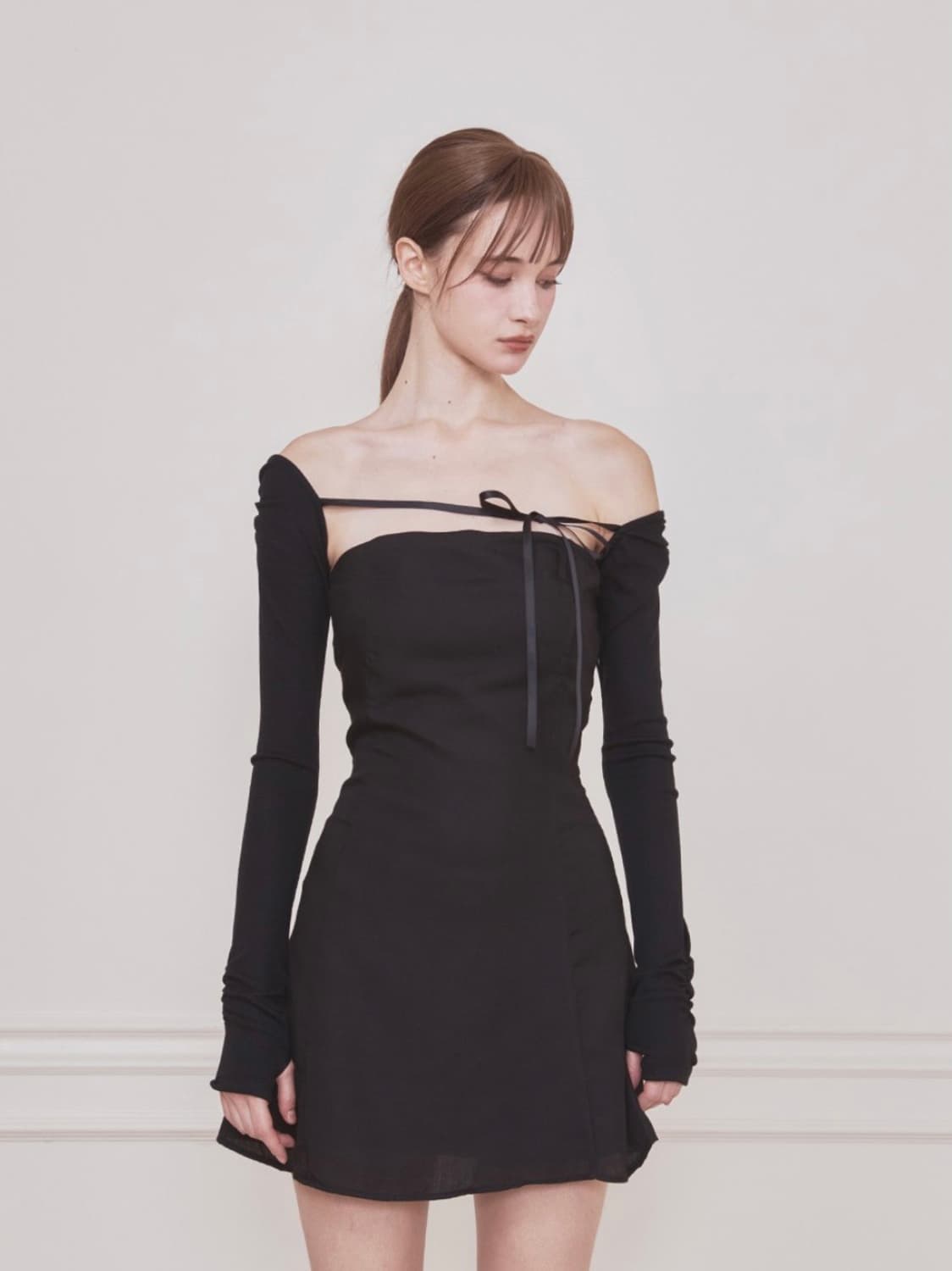 새상품) 낫유어로즈 fay bolero dress (black) M 상품이미지3