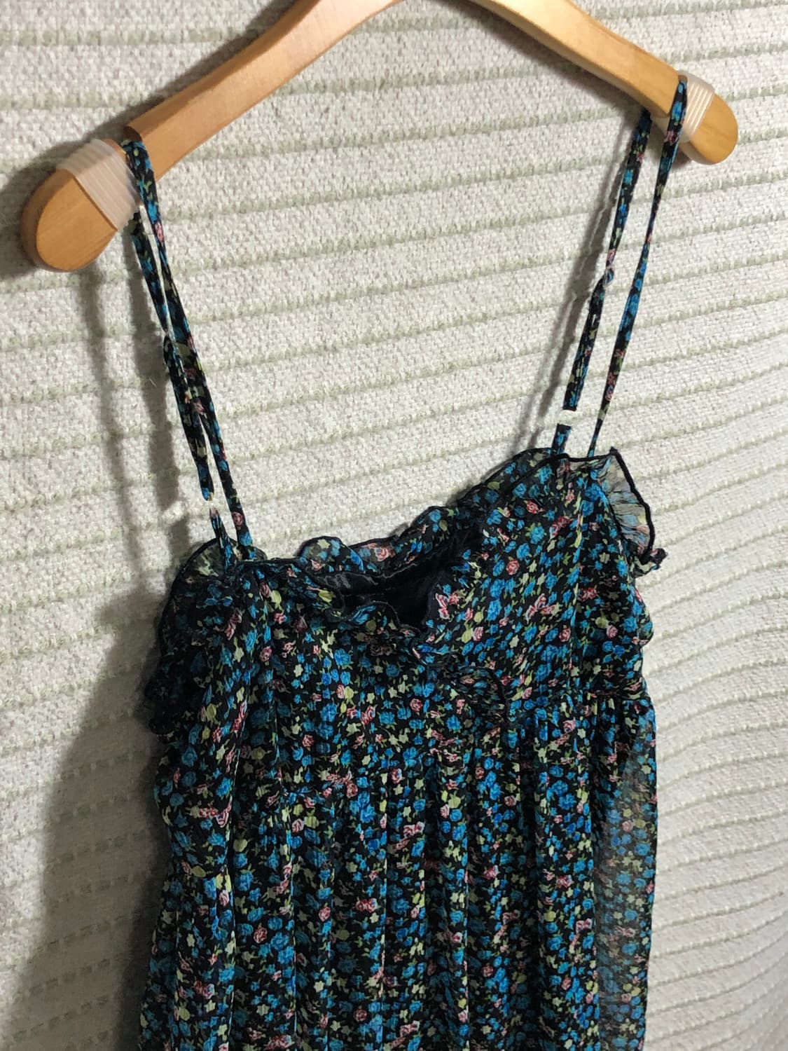 일본 빈티지 블루 플라워 패턴 플로럴 쉬폰 모리걸 롱 원피스 상품이미지4