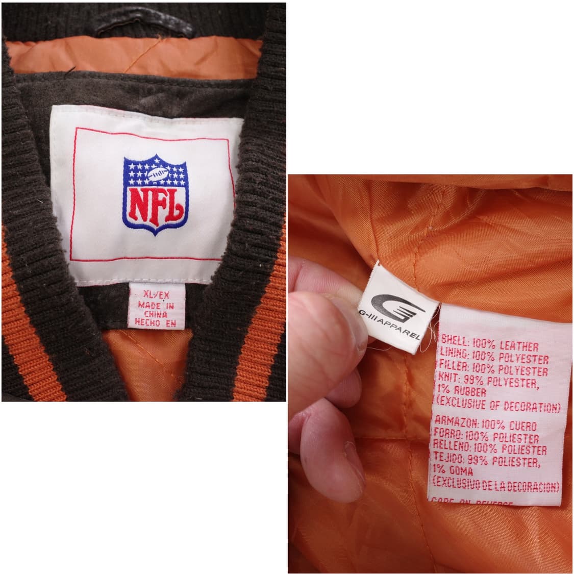 NFL 브라운스 G-III 리얼레더 바시티 자켓 XL 상품이미지5