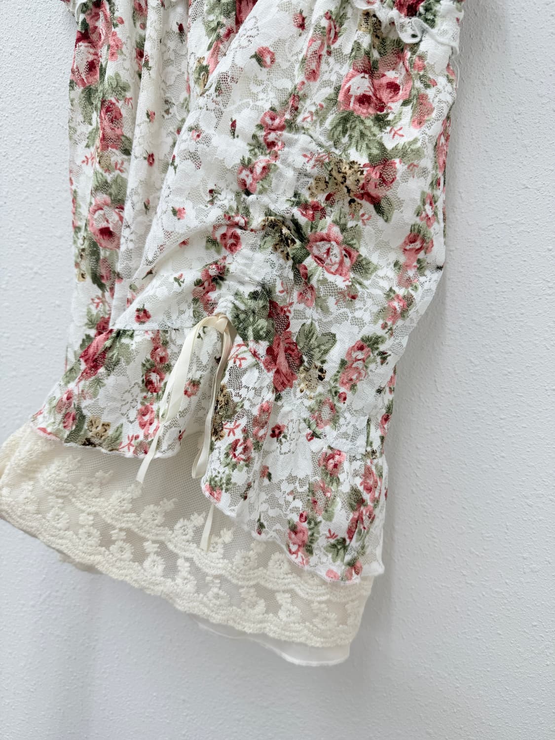 빈티지 Axes Femme 로즈 프릴 리본 슬리브리스 상품이미지4