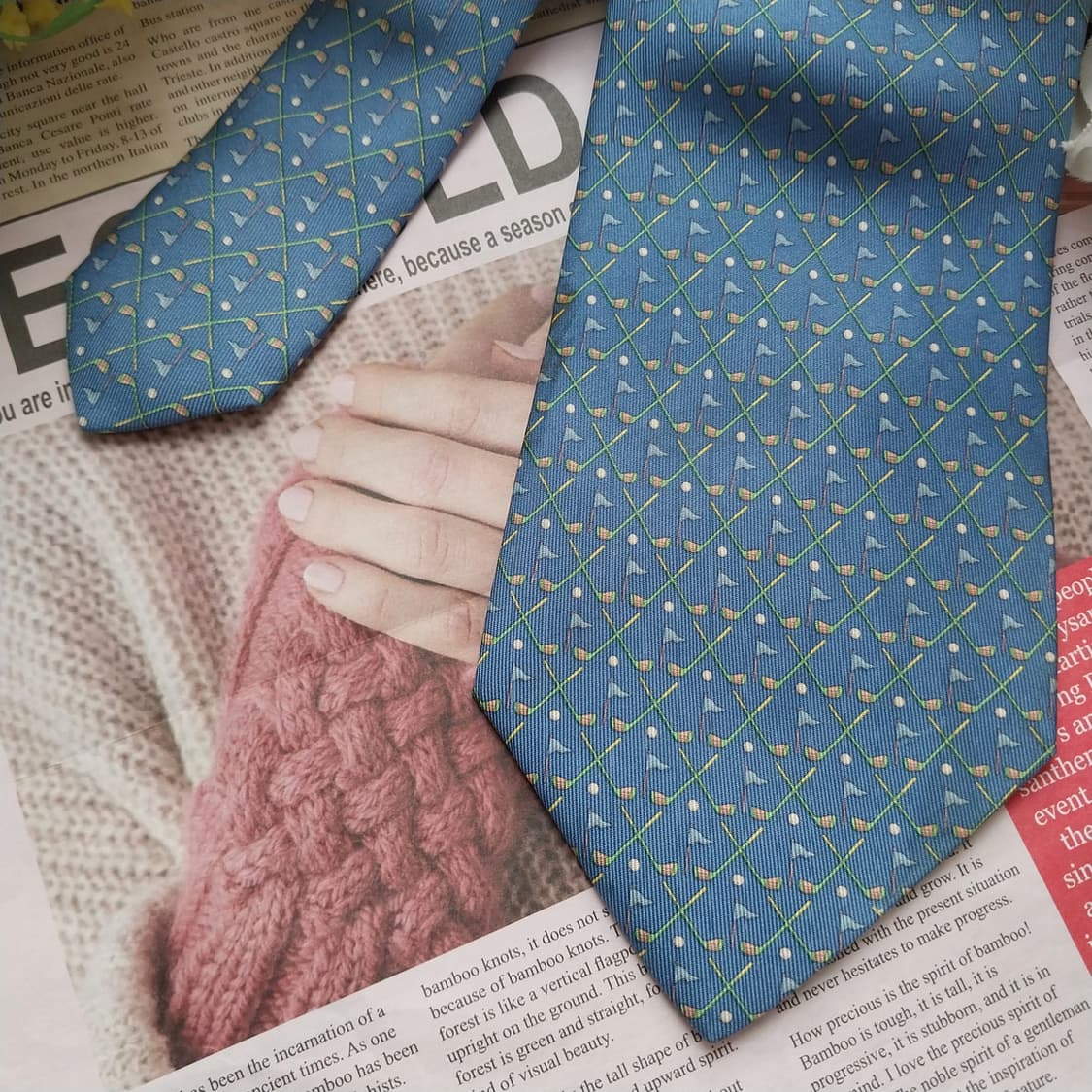 살바토레 페라가모 실크 골프패턴 넥타이 9.3cm B등급 K1266
 상품이미지2