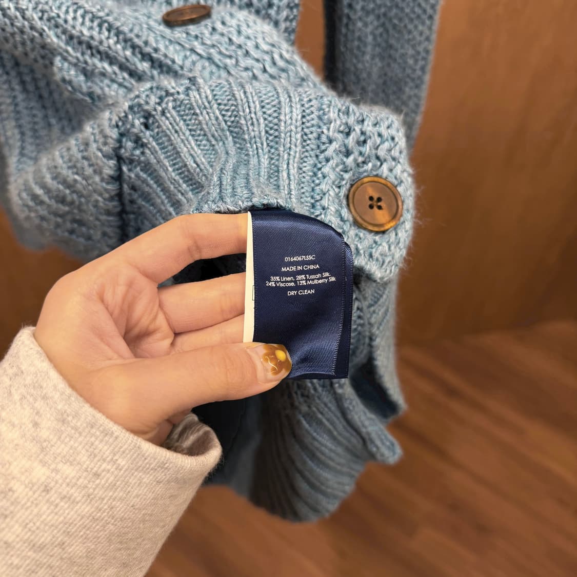 폴로 랄프 로렌 니트 가디건 숄카라 오픈워크 조직 디테일 더스티 블루 상품이미지7