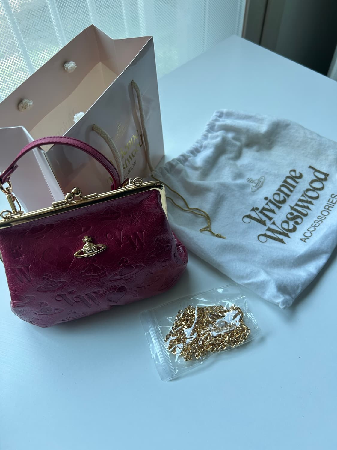 🌸봄특가!!))비비안웨스트우드 핑크 토트 숄더백 + 더스트백 + 쇼핑백 상품이미지4