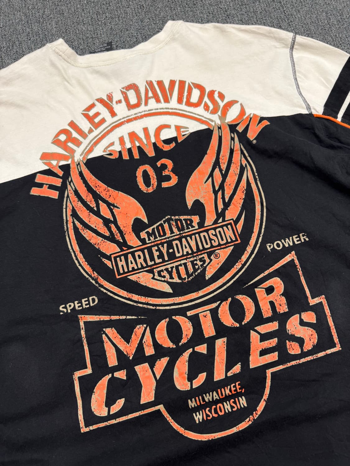 3XL)할리데이비슨 빈티지 MILWAUKEE 프린팅 투톤 롱슬리브 상품이미지10