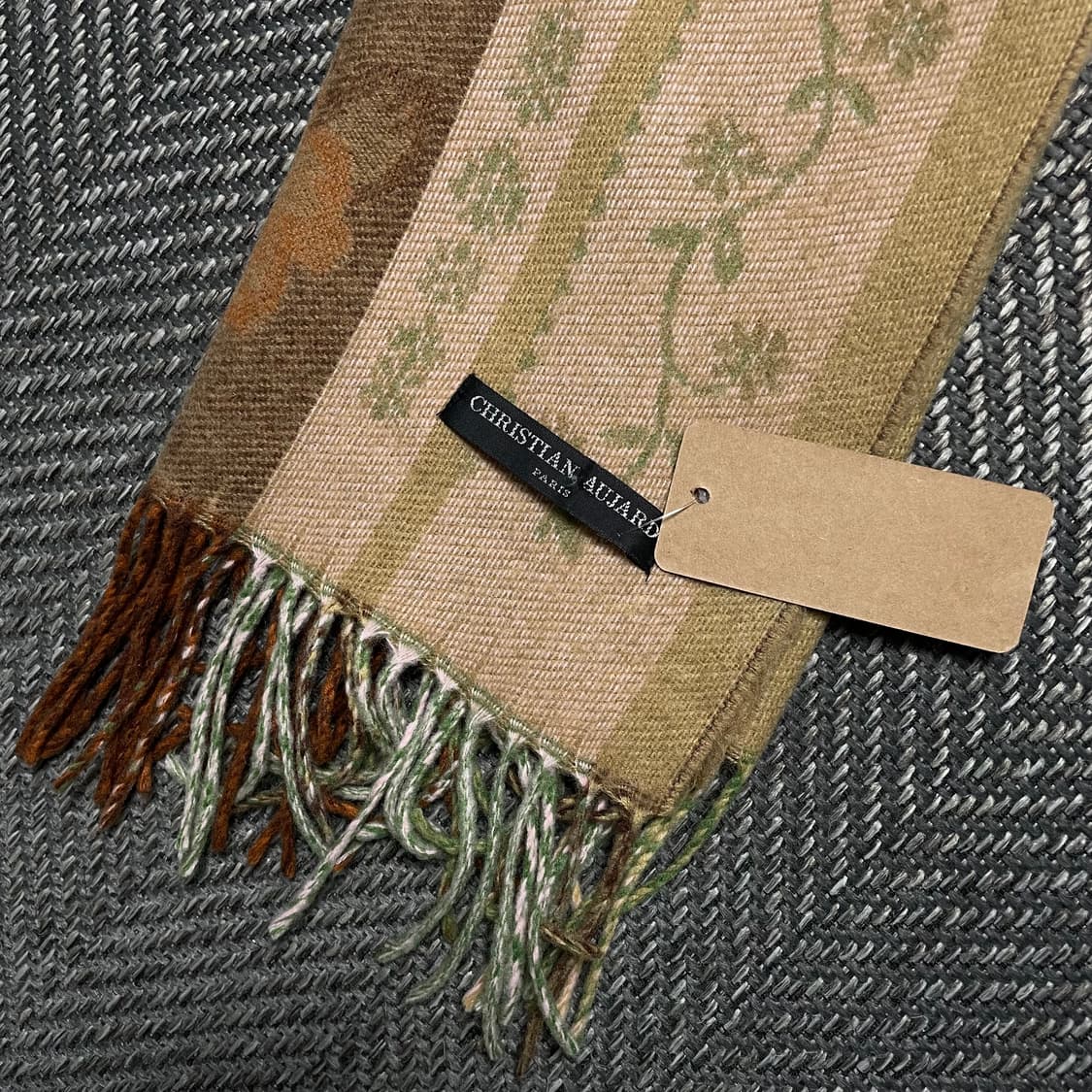 크리스찬 오자르 아메카지 빈티지 패턴 울 캐시미어 혼방 머플러o 5191 상품이미지4