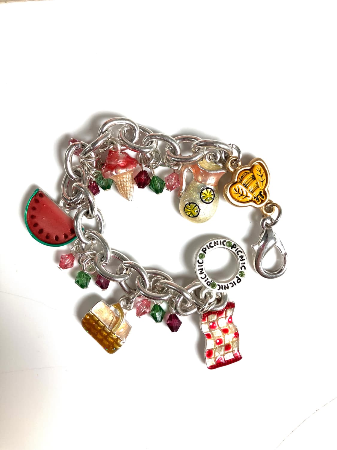 Y2K 미국 독립 디자이너 핸드메이드 팬던트 실버 참 팔찌 4종 상품이미지1