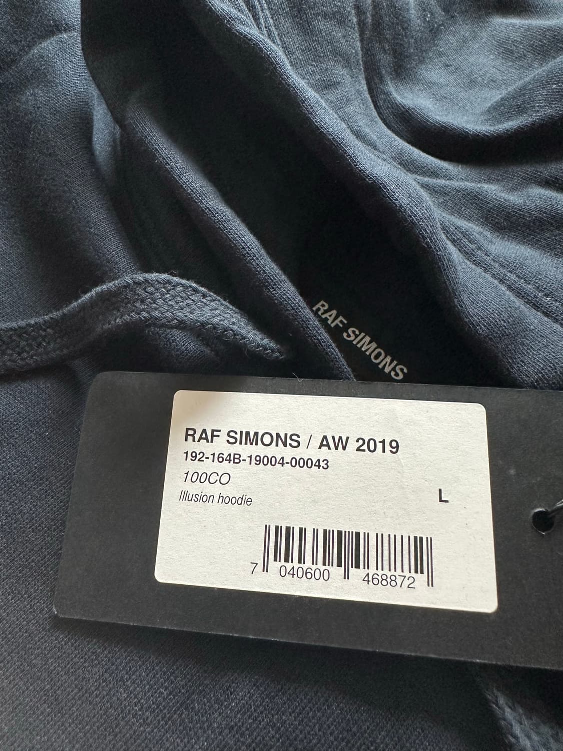 [L] 라프시몬스 19AW 일루션 후드 다크 네이비 새상품 상품이미지6