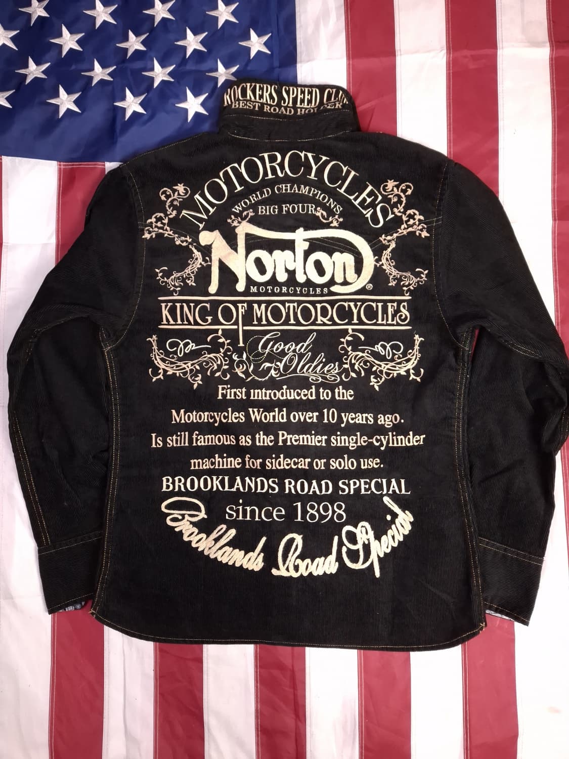 새제품급 일본판 노튼 코듀로이 자수 레이싱 셔츠 상품이미지1