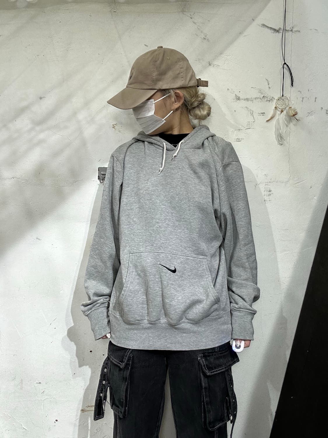 나이키 그레이 미드 스우시 후드티 M  상품이미지2