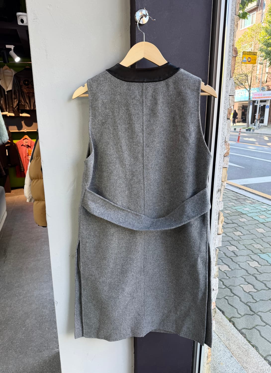 40/ 에르메스 레더 트리밍 울 코트 베스트 상품이미지6