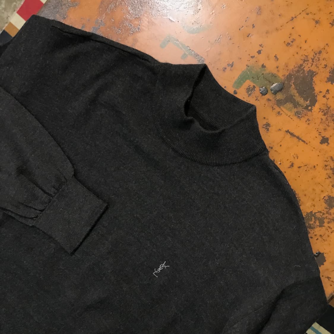 90s 입생로랑 차콜 하프터틀넥 니트 남성 110 사이즈  상품이미지3