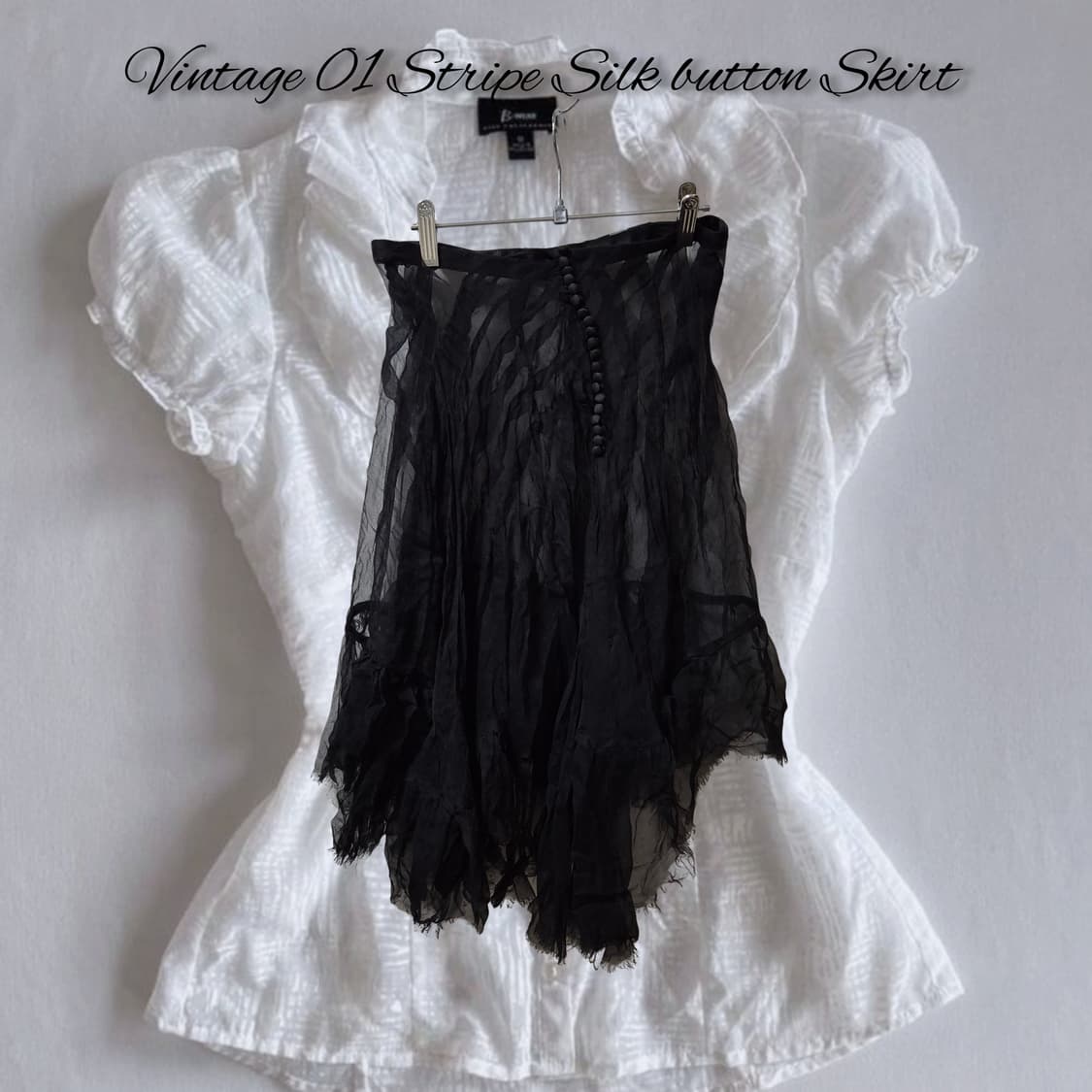 Vintage 01 Stripe Silk button Skirt 상품이미지1