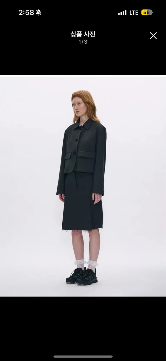 파르티멘토우먼 컷 오프 플리츠 미디 스커트 차콜 상품이미지1