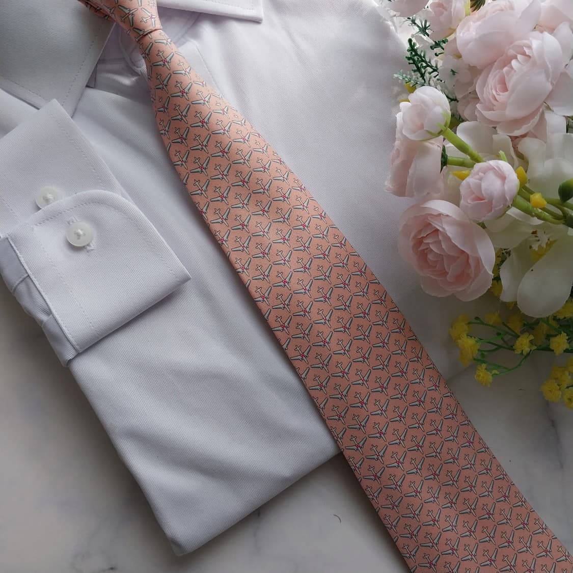 헌팅월드 실크 피치 비행기 모티브 넥타이 8.7cm A+등급 K1258
 상품이미지10