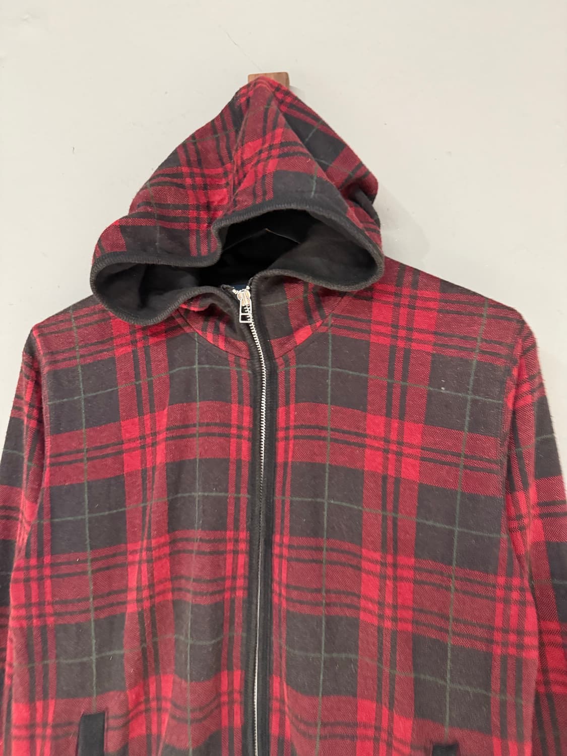 tartan check pattern 2-way hood zip-up 상품이미지4