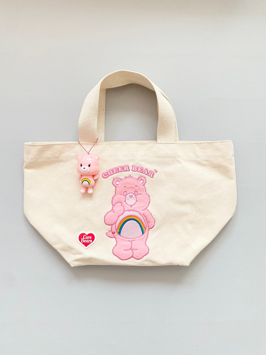 [케어베어] 정품 자수 캔버스 토트백 (키링 포함) 미니 에코백 상품이미지1