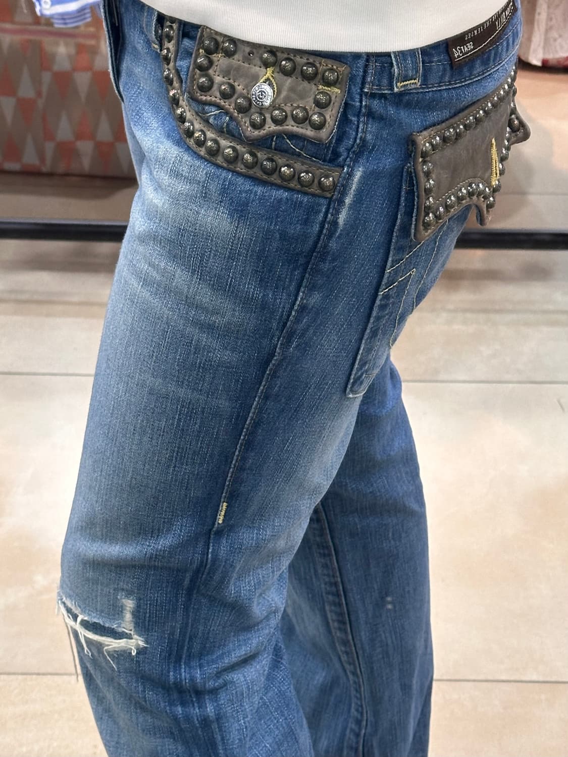 트루릴리전 빈티지 y2k 리벳포인트 로우라이즈 데님 상품이미지2