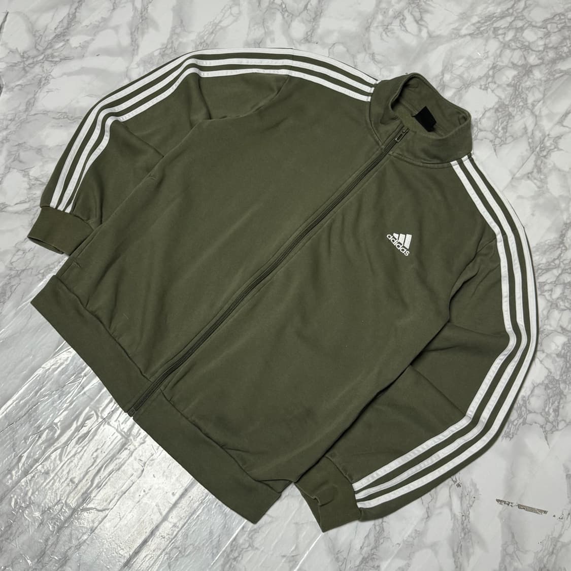 아디다스 삼선 코튼 카키 트레이닝 져지 자켓 상품이미지3