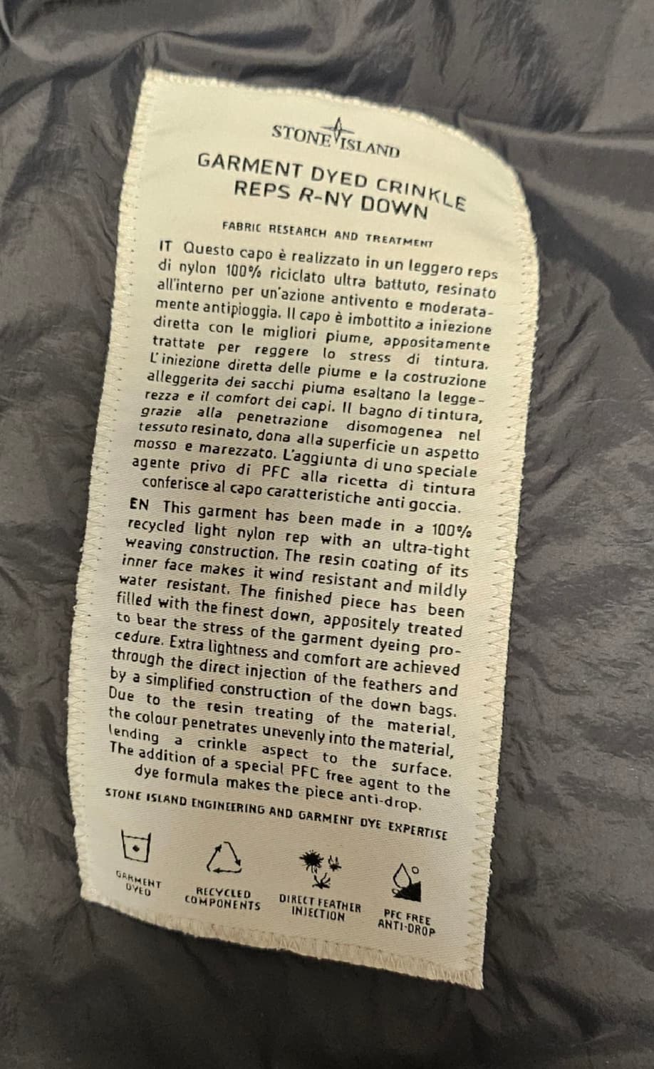 스톤아일랜드 24FW 가먼트다이 클링클랩스 롱패딩 L 블랙 상품이미지10
