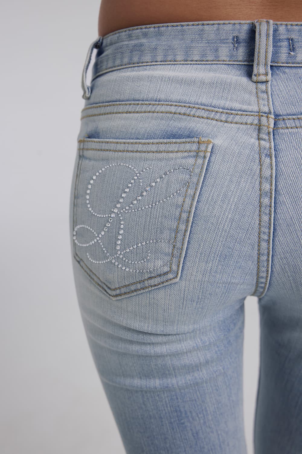 클리시어 크리스탈 클린 부츠컷 로우 진스 데님 팬츠 라이트 블루 s 상품이미지2