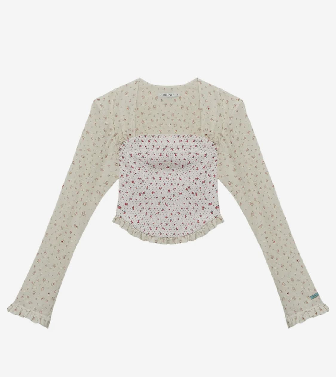 인스턴트펑크 레이스믹스 스퀘어넥 블라우스( Ivory flower) 상품이미지1