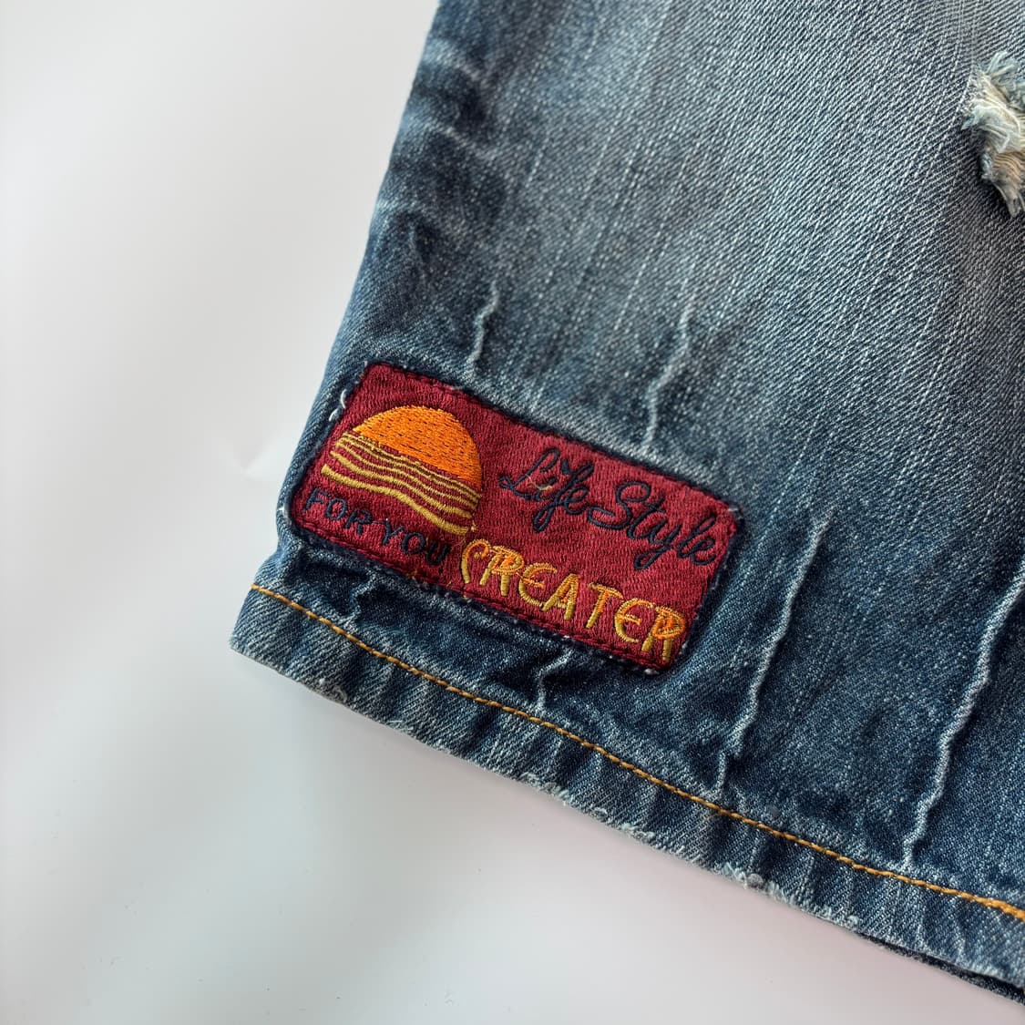 [SIX STAR] 올드 아메리칸 빈티지 와펜 데님 하프 팬츠 상품이미지6