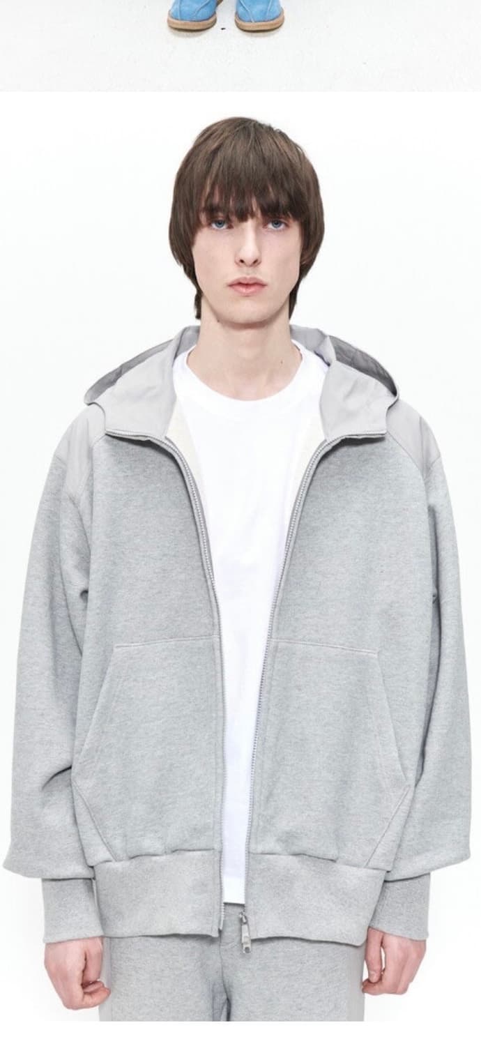 애프터프레이 패널 스웨트 후드 집업 그레이 상품이미지1