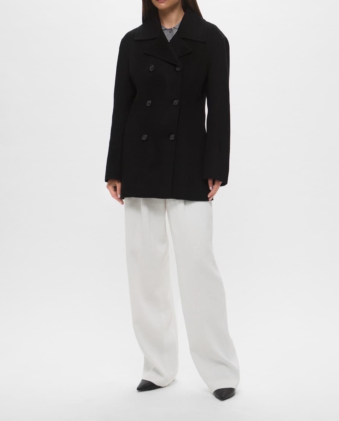 토템 울 하프 더블 코트 블랙 36 상품이미지2