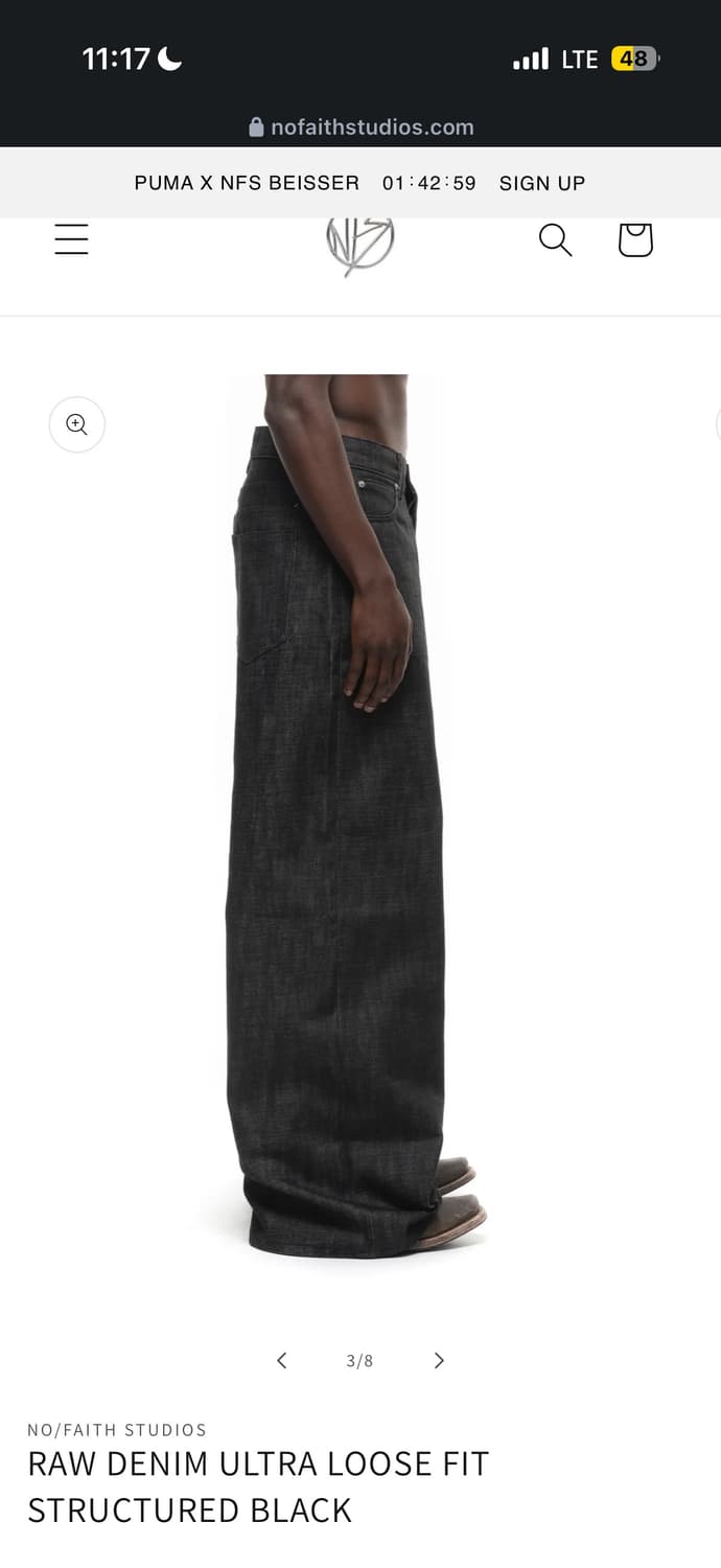 RAW DENIM ULTRA LOOSE FIT STRUCTURED BLA 상품이미지3