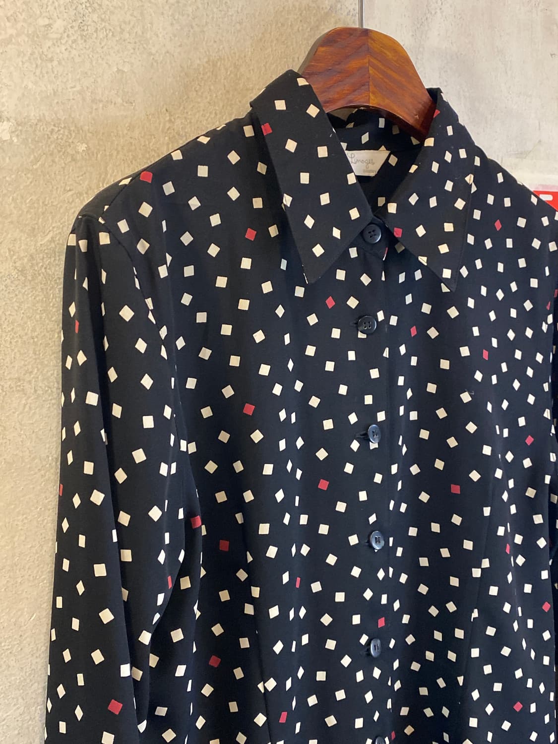 Japan vintage 스퀘우패턴 블라우스 상품이미지1