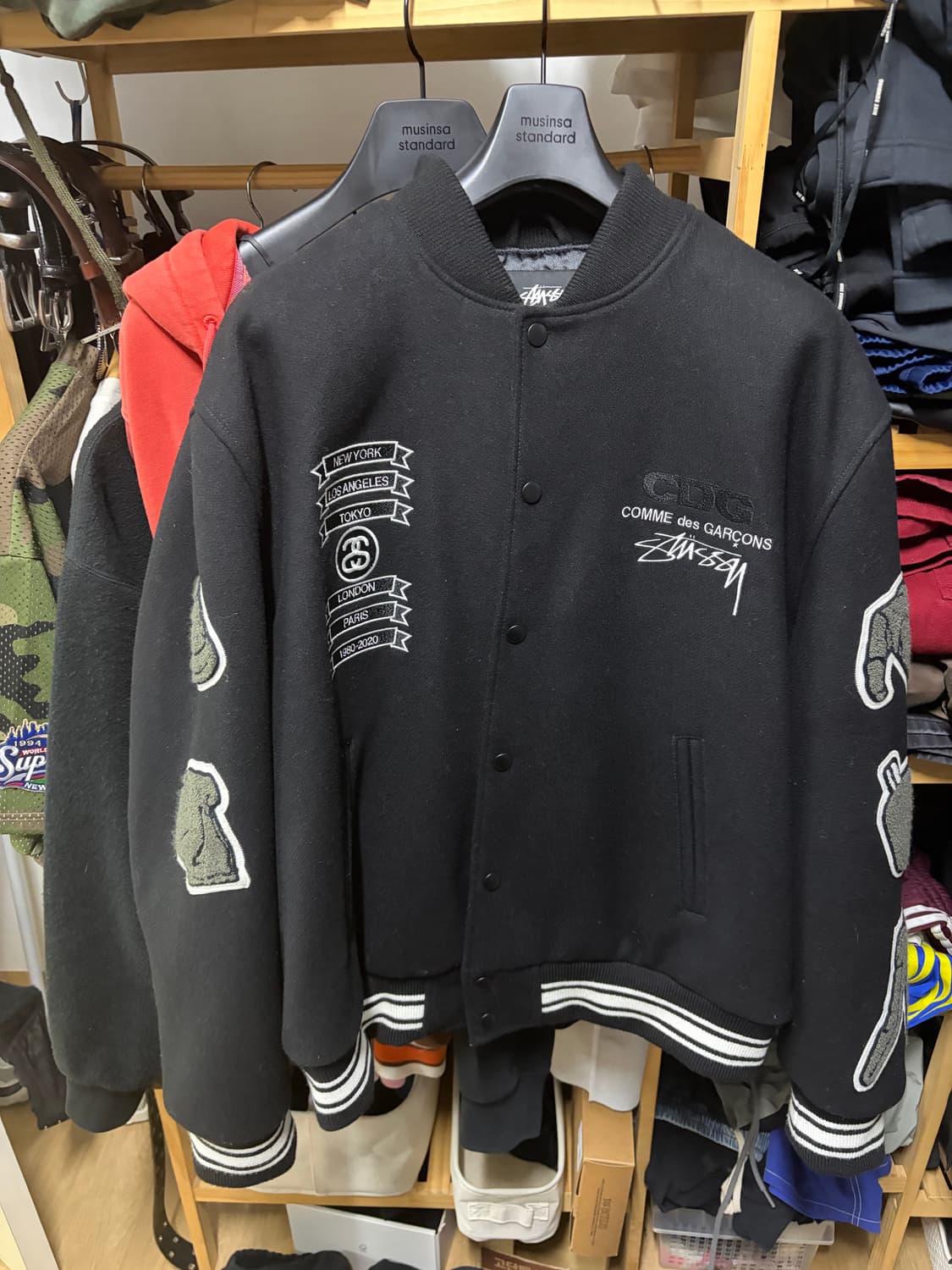 스투시 x 꼼데가르송 cdg 바시티자켓 상품이미지1