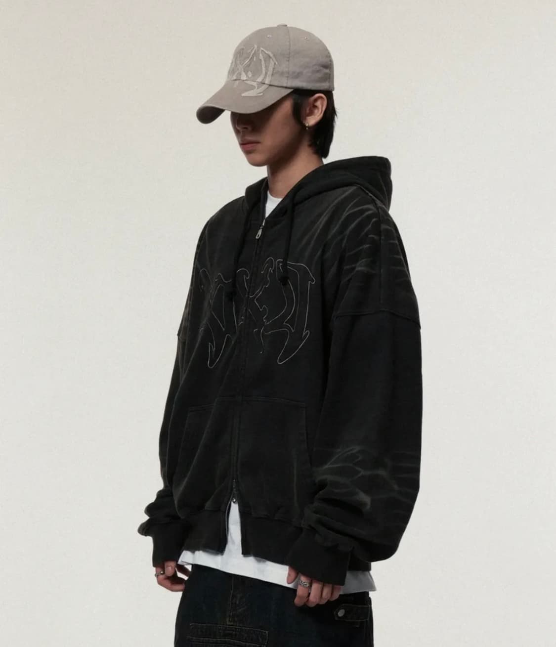 IDWS Trace Hoodie Zip Up Black  상품이미지2