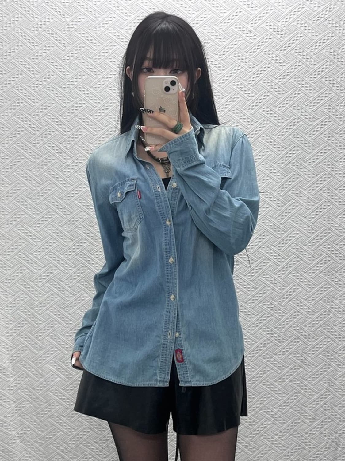 디키즈 컨트리 웨스턴 빈티지 워싱 데님 셔츠 L C10211 상품이미지1