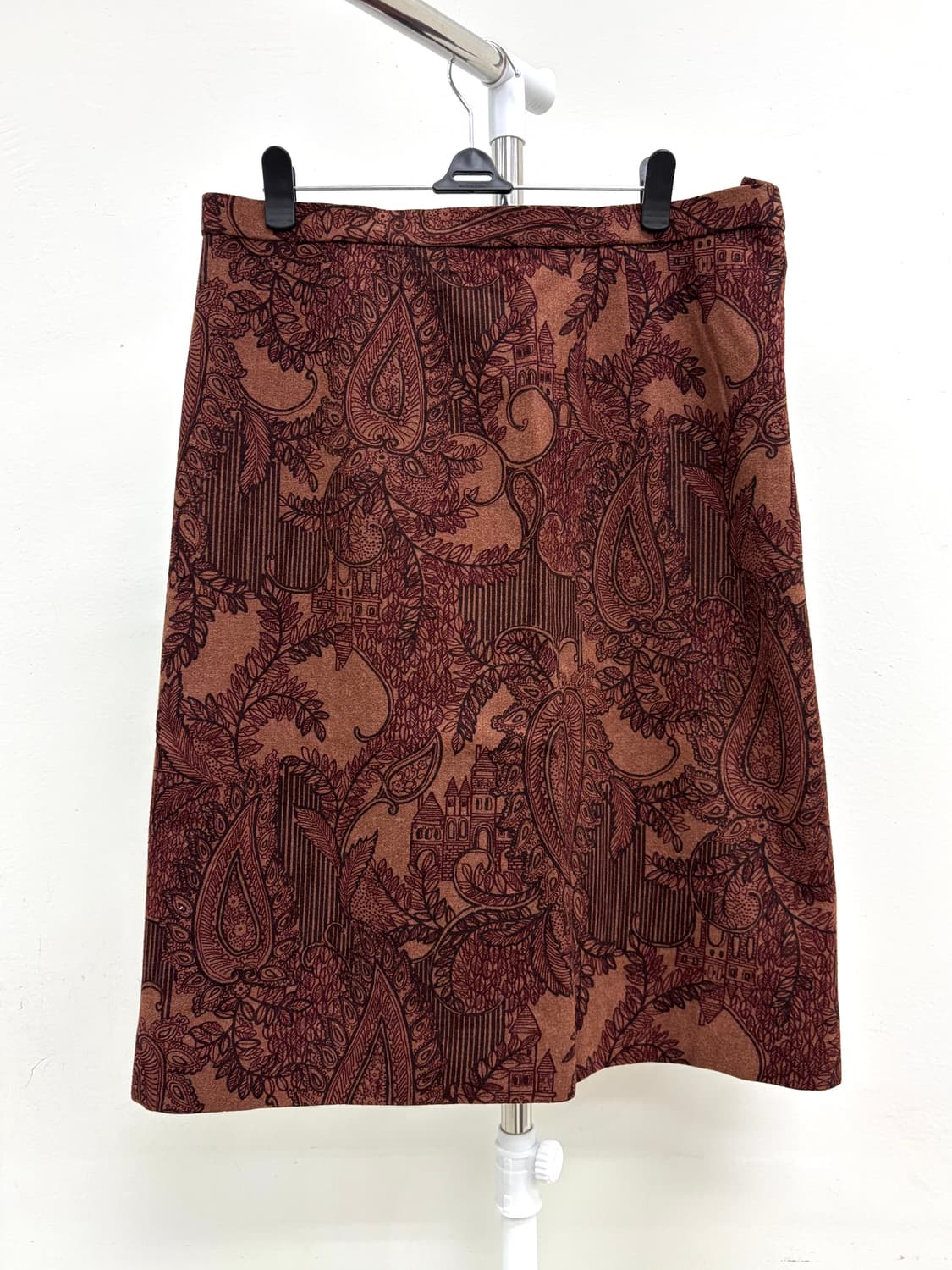 빈티지 오리엔탈 브라운 미디 스커트 상품이미지4