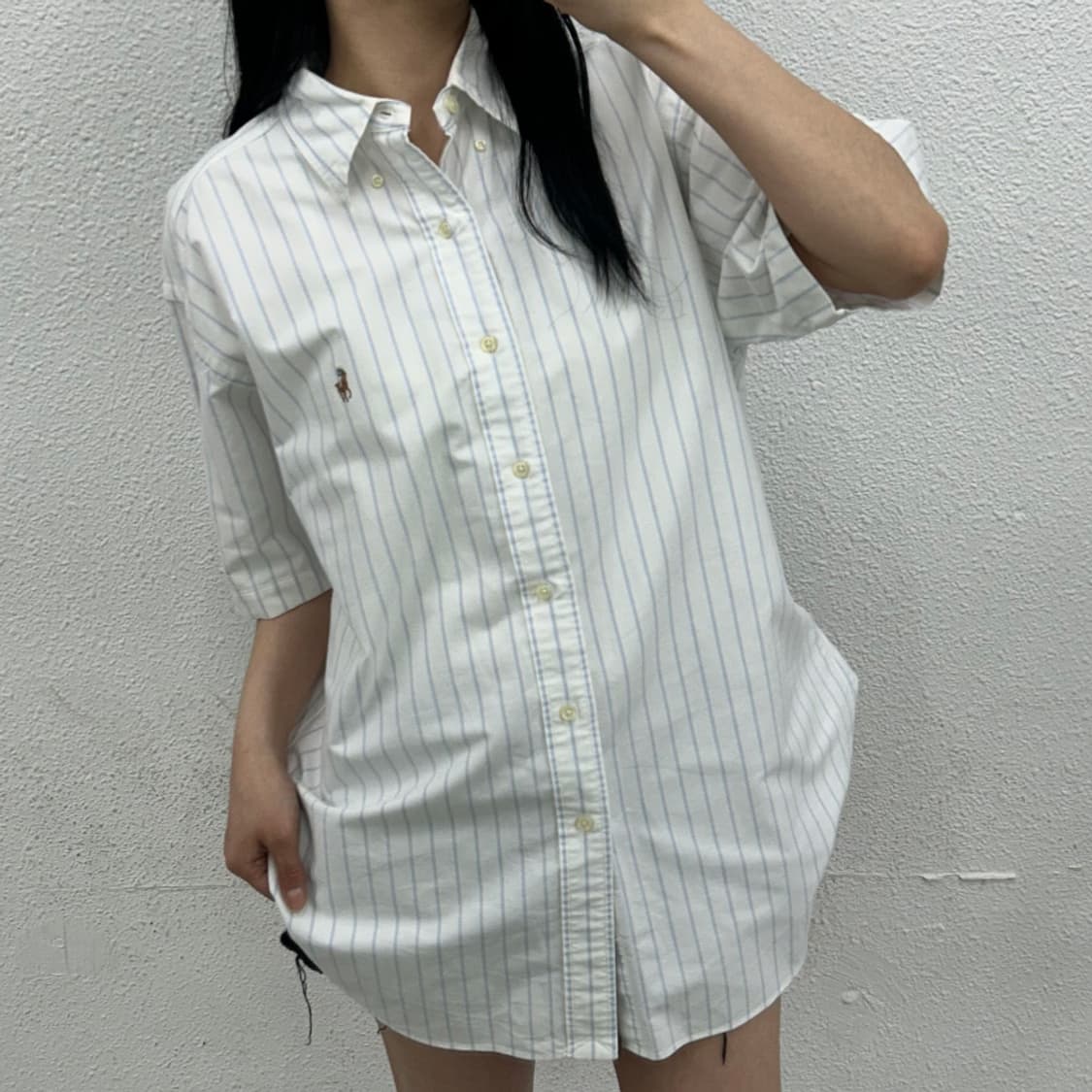 폴로 랄프로렌 옥스포드포니 스트라이프 화이트 반팔셔츠 95 상품이미지1