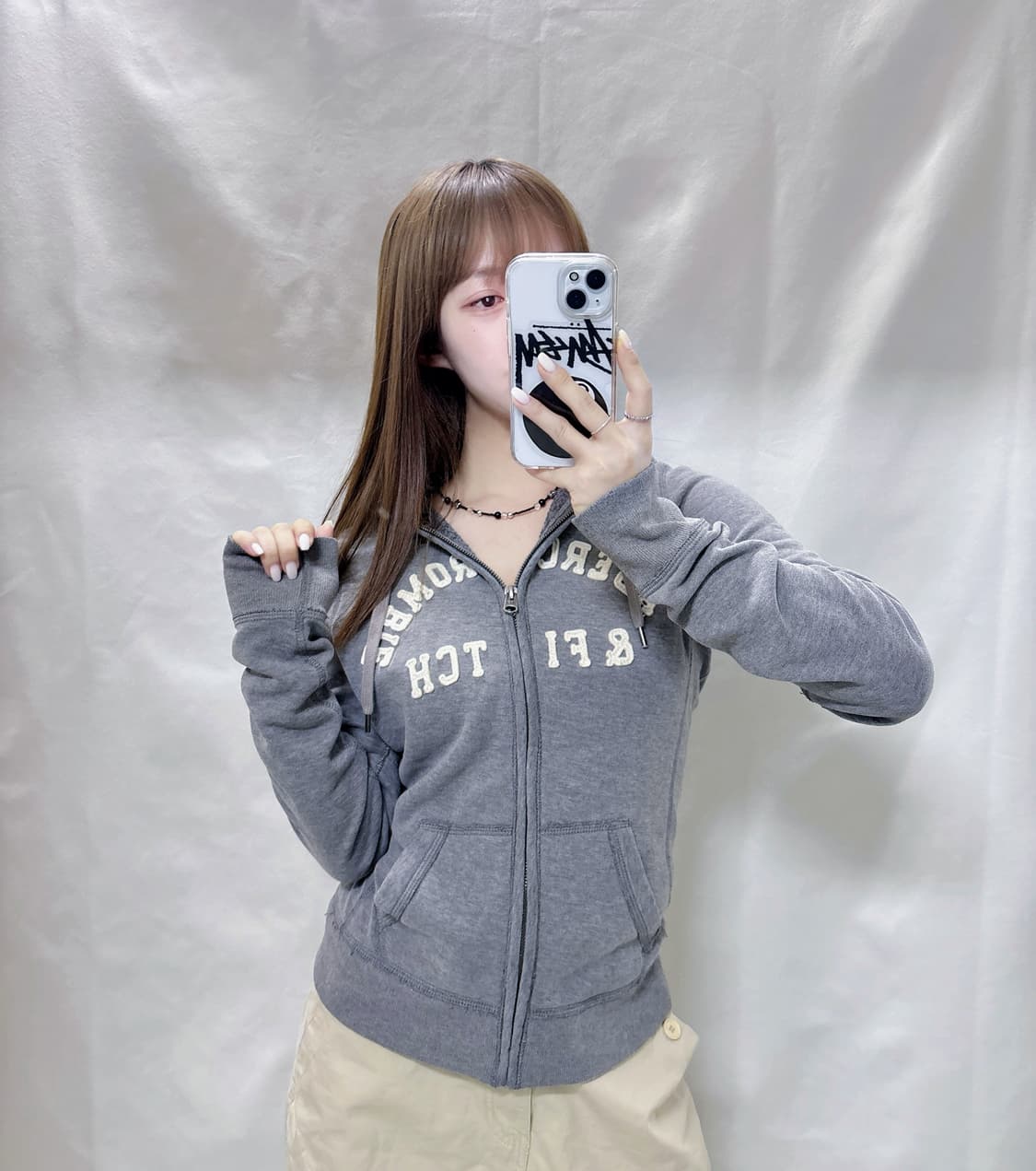 아베크롬비 그레이 딱붙핏 후드집업  상품이미지3