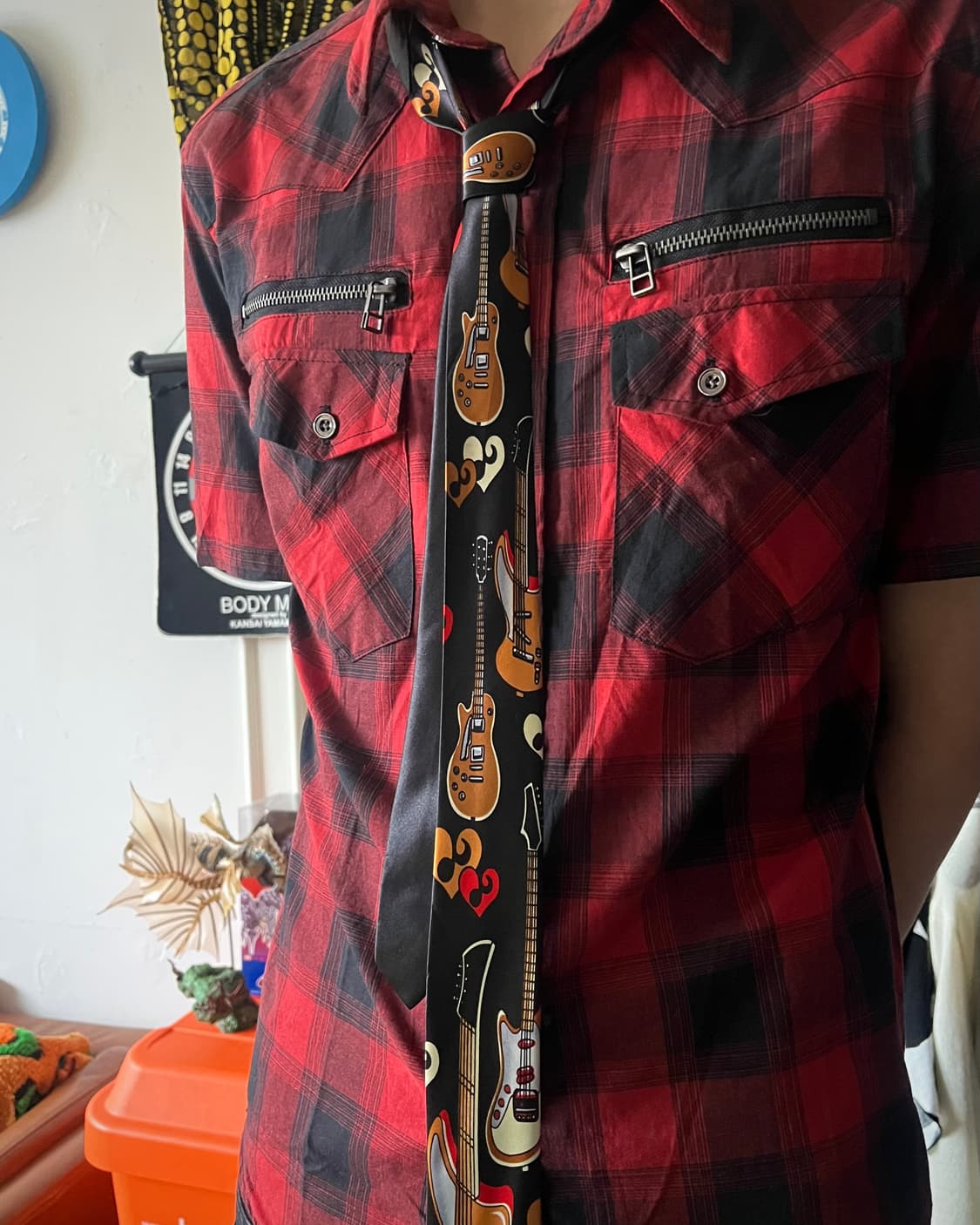 Japanese Vintage Guitar Graphic Necktie 상품이미지2
