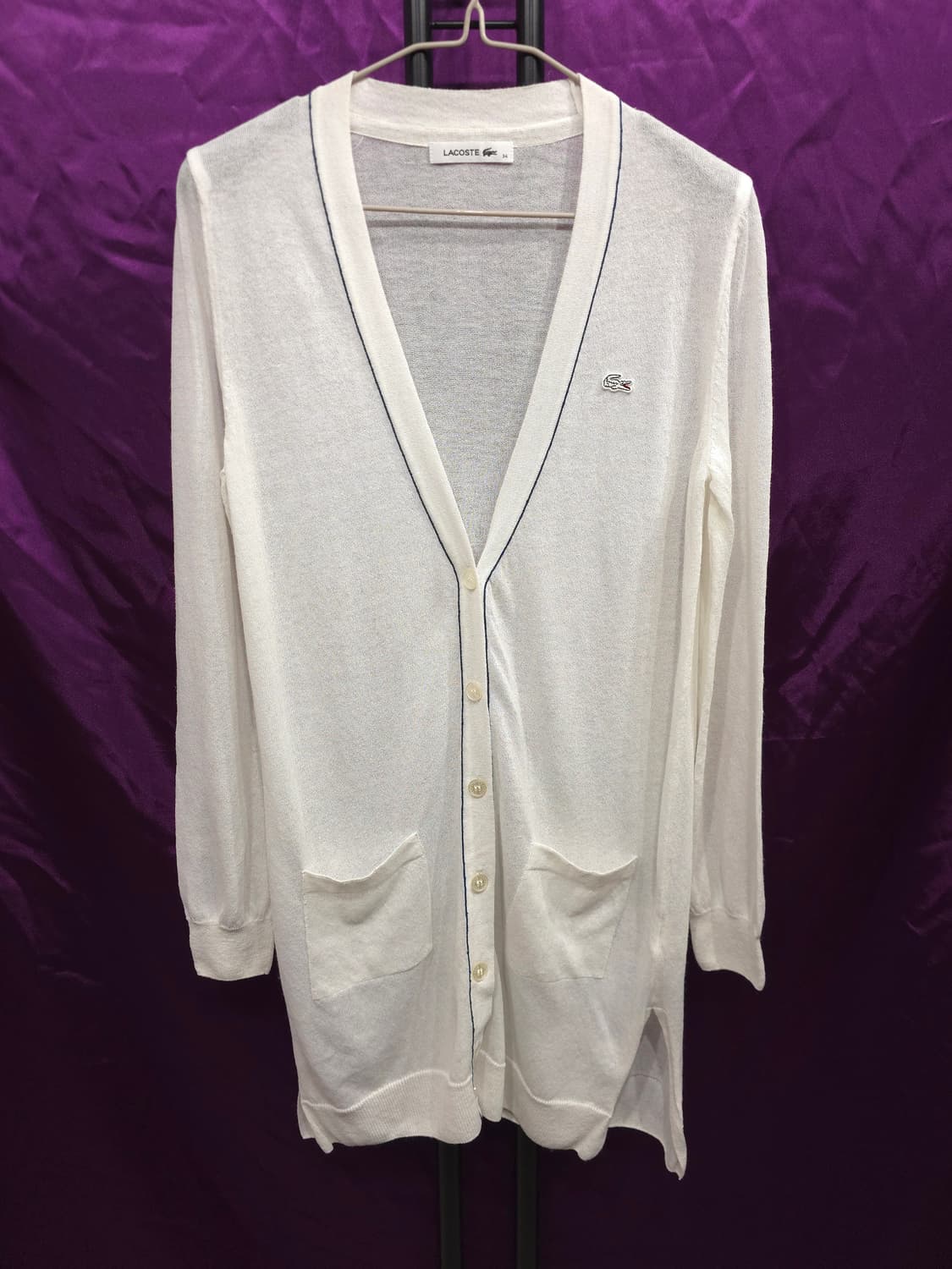 라코스테 여성 브이넥 롱 가디건 90 상품이미지1