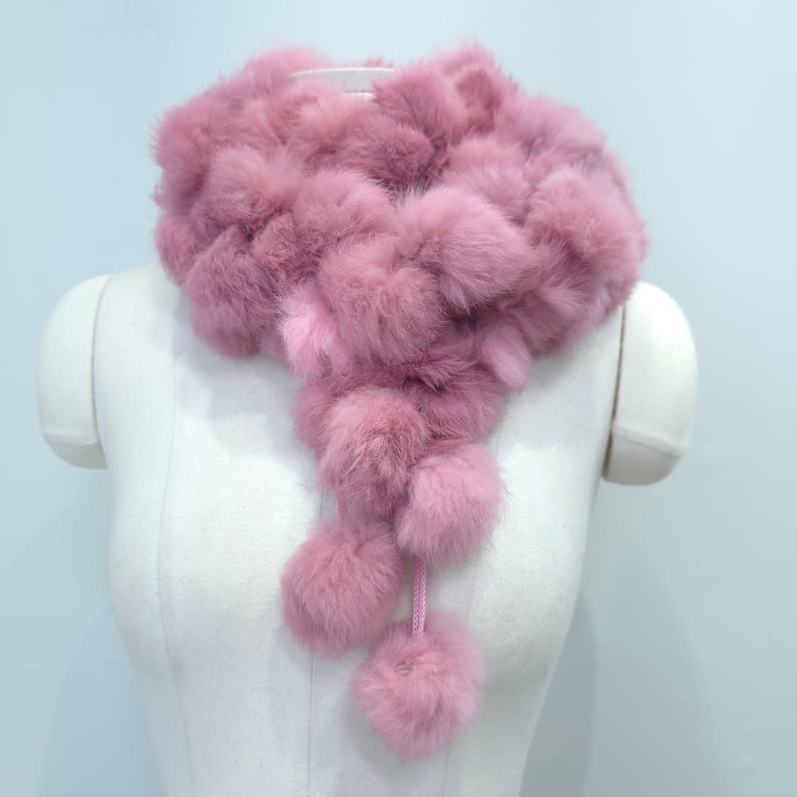 핑크 폼폼 롱 머플러 일본빈티지 상품이미지2