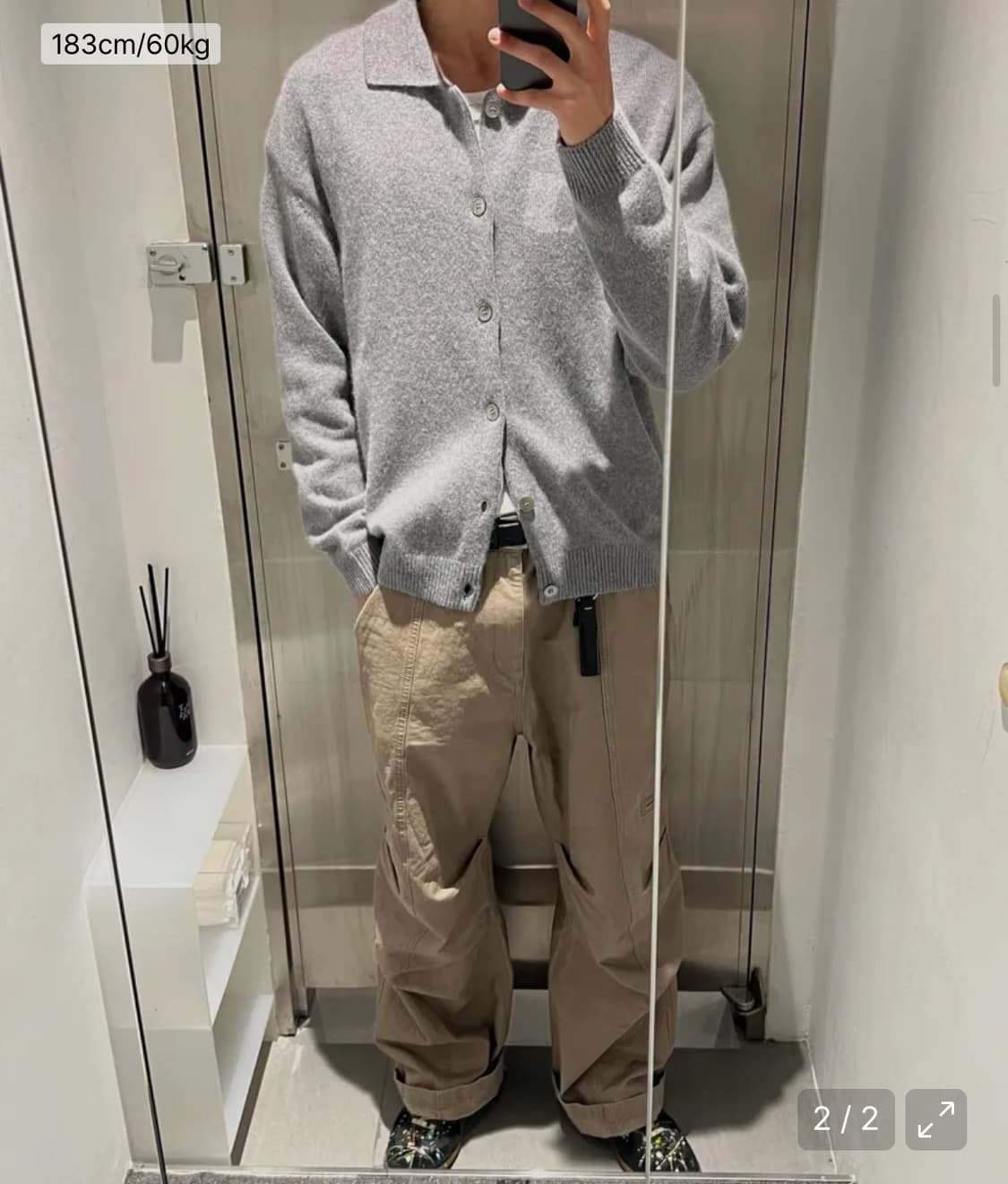 인사일런스 앙고라 믹스드 칼라 카디건 GREY L사이즈 상품이미지5